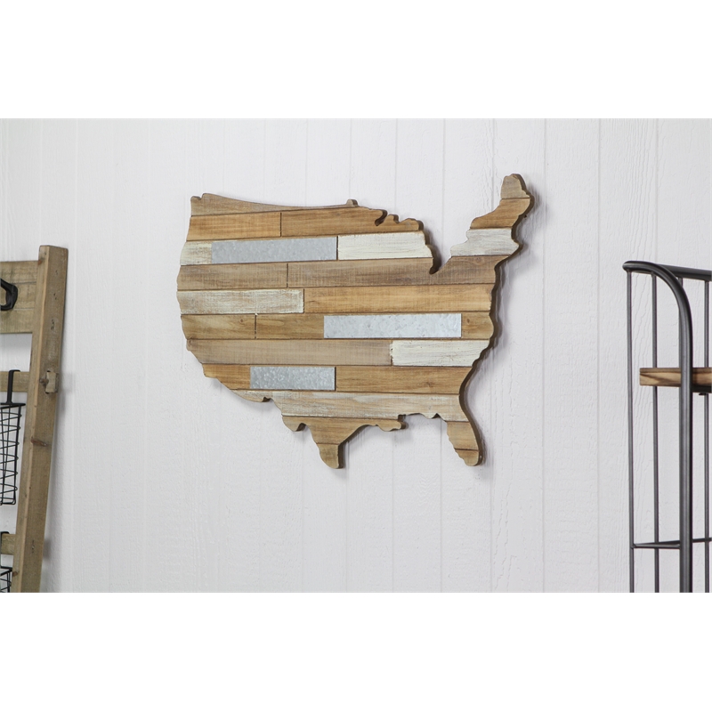 Tellur Wood & Metal USA Map Wall Art - 31