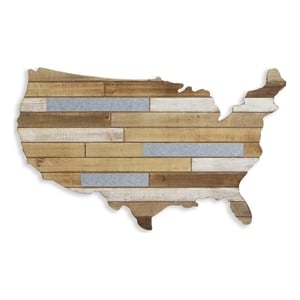 Tellur Wood & Metal USA Map Wall Art - 31&quot