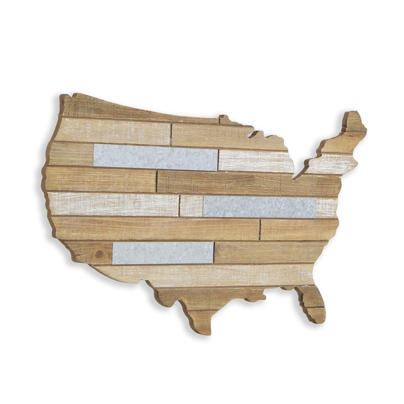 Tellur Wood & Metal USA Map Wall Art - 23.5