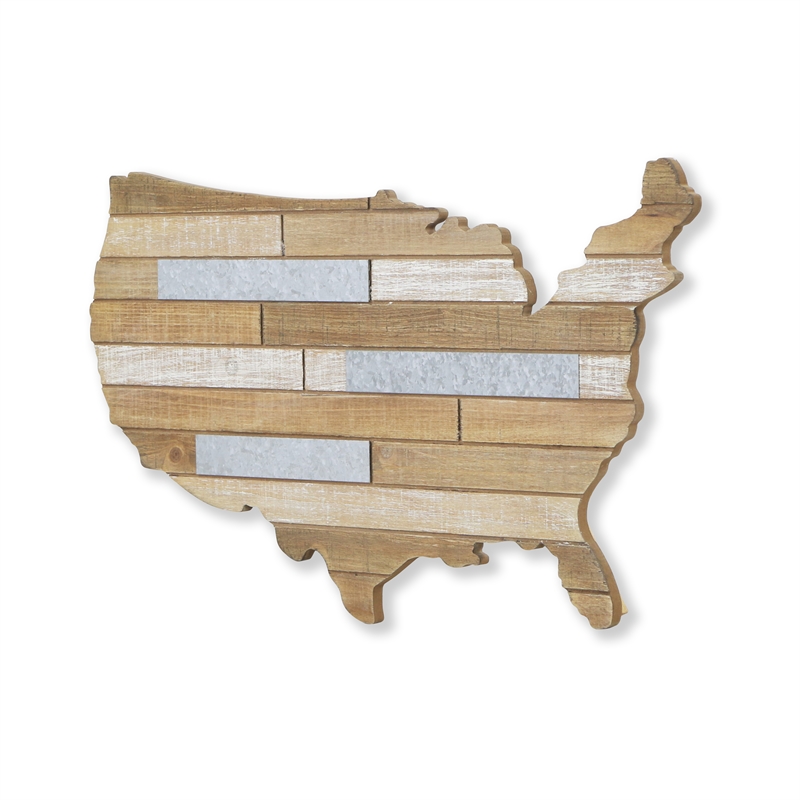 Tellur Wood & Metal USA Map Wall Art - 23.5