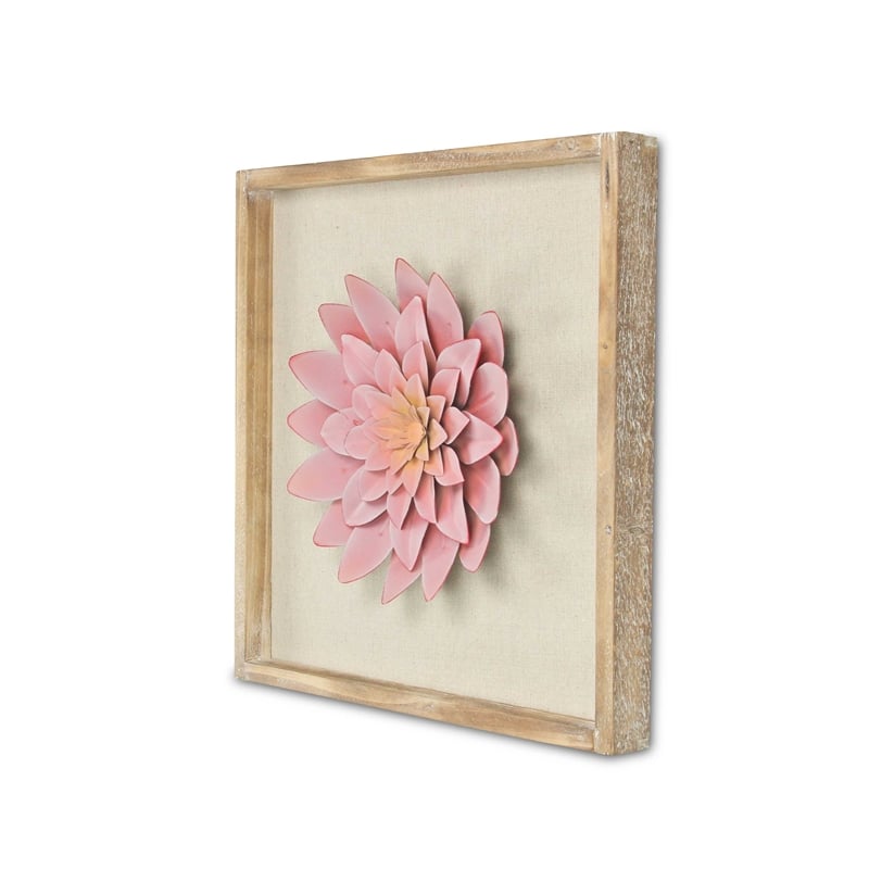 Vita Framed Elegant Pink Flower on Brown Frame