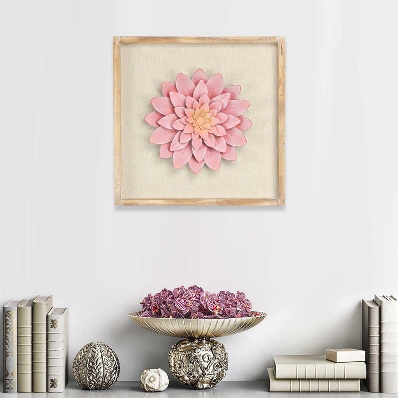 Vita Framed Elegant Pink Flower on Brown Frame