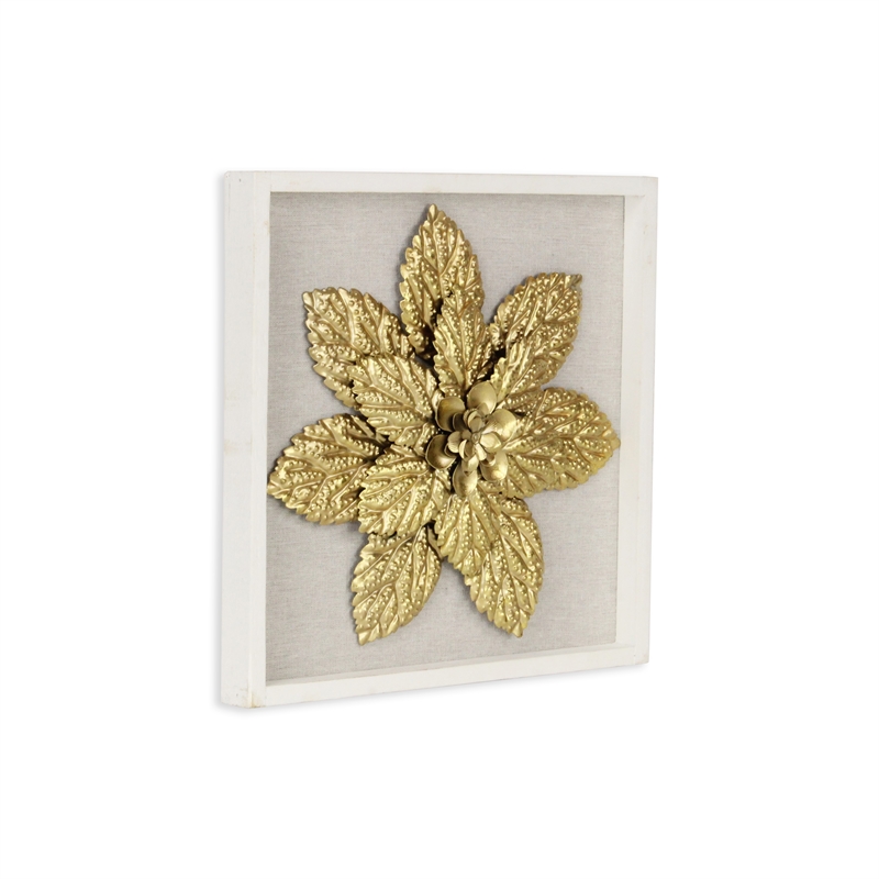 Vita Framed Elegant Gold Flower on White Frame