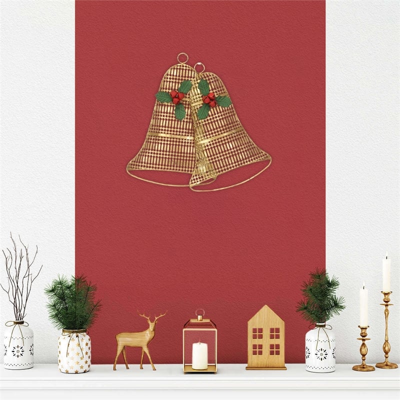 Clara Gold Metal Holiday Bell Wall Hanging