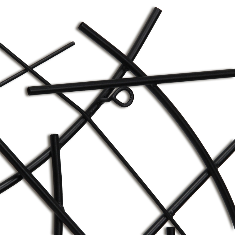 Polaris Rectangle Curved Metal Abstract Wall Art - Black