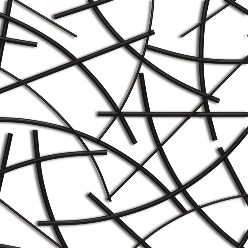 Polaris Rectangle Curved Metal Abstract Wall Art - Black