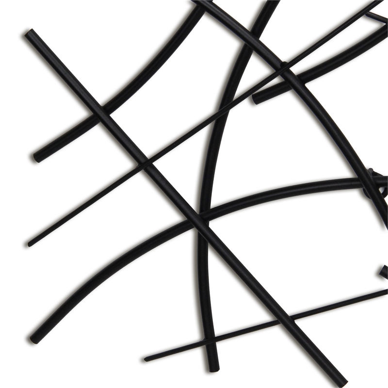 Polaris Rectangle Curved Metal Abstract Wall Art - Black