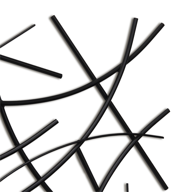 Polaris Rectangle Curved Metal Abstract Wall Art - Black