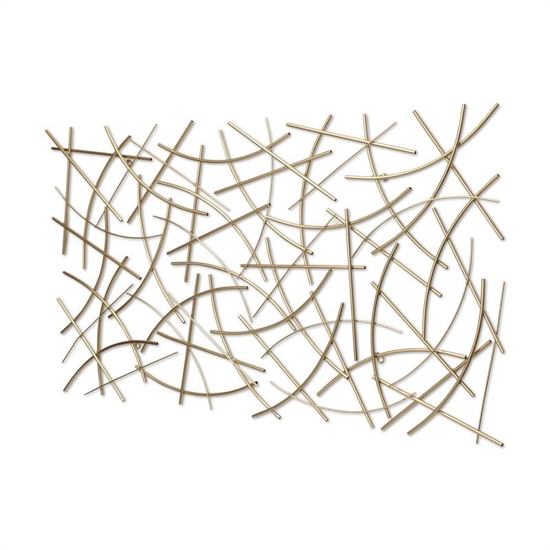 Polaris Rectangle Curved Metal Abstract Wall Art - Gold