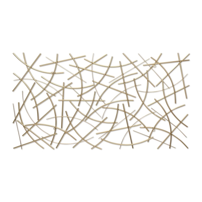 Polaris Rectangle Curved Metal Abstract Wall Art - Gold