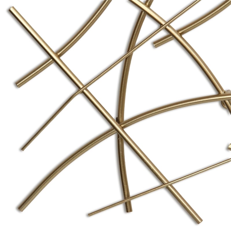 Polaris Rectangle Curved Metal Abstract Wall Art - Gold