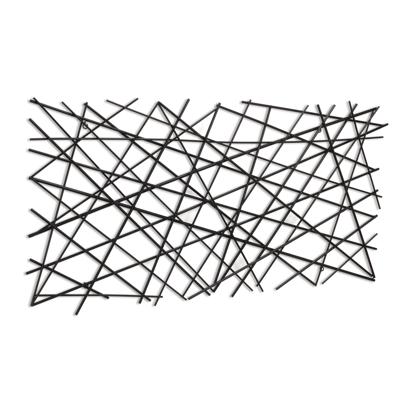 Polaris Rectangle Linear Metal Abstract Wall Art - Black