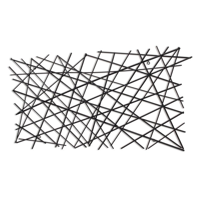 Polaris Rectangle Linear Metal Abstract Wall Art - Black