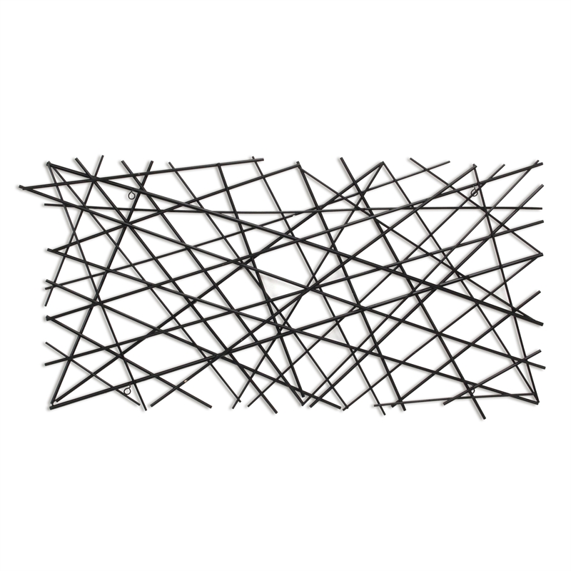 Polaris Rectangle Linear Metal Abstract Wall Art - Black