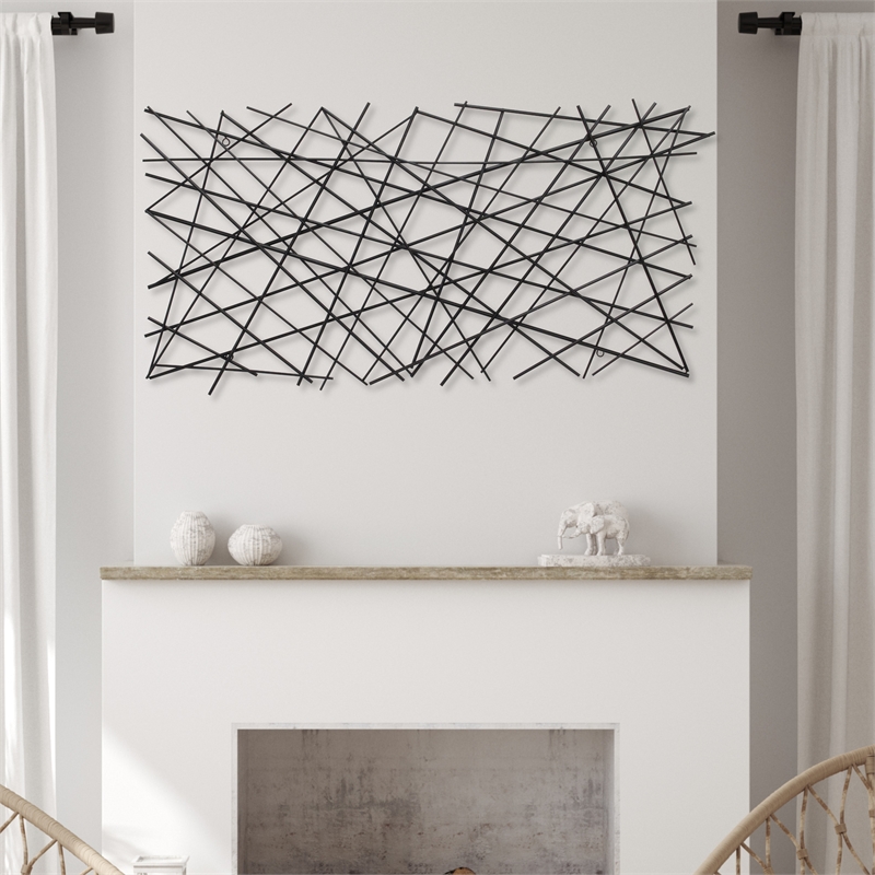 Polaris Rectangle Linear Metal Abstract Wall Art - Black