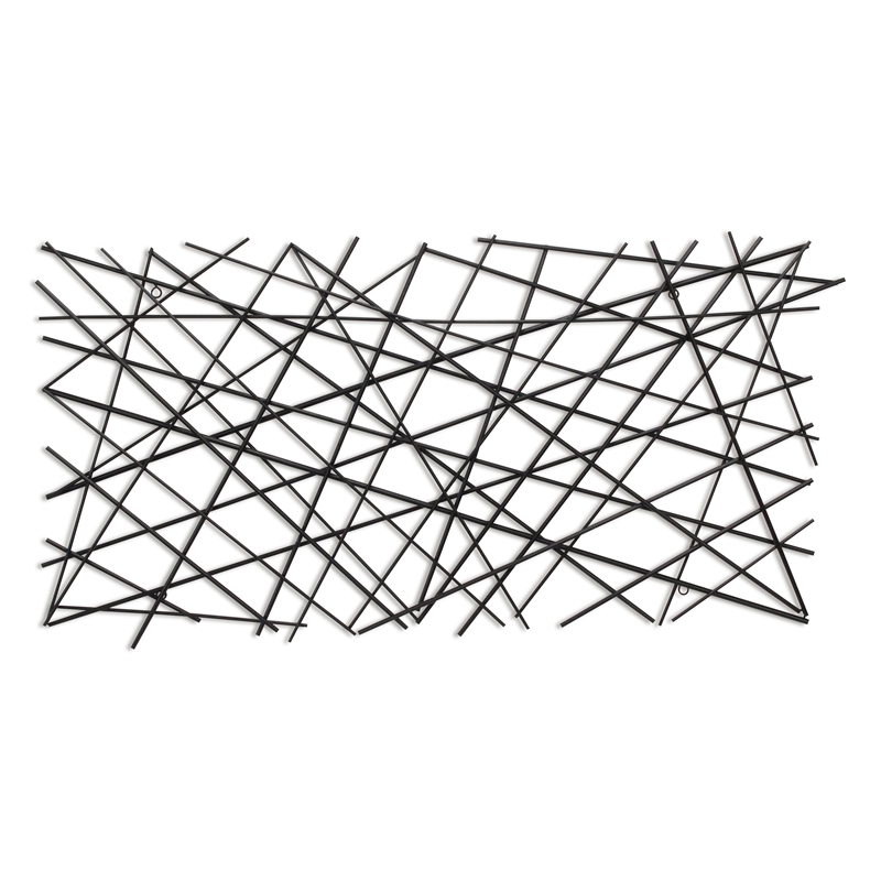 Polaris Rectangle Linear Metal Abstract Wall Art - Black