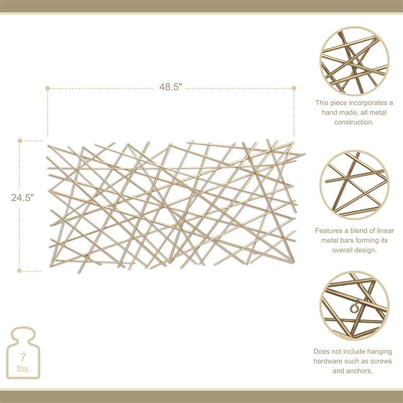 Polaris Rectangle Linear Metal Abstract Wall Art - Gold