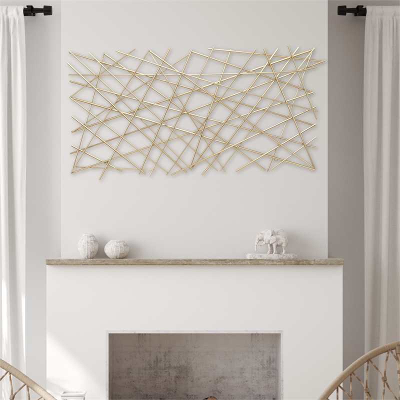 Polaris Rectangle Linear Metal Abstract Wall Art - Gold