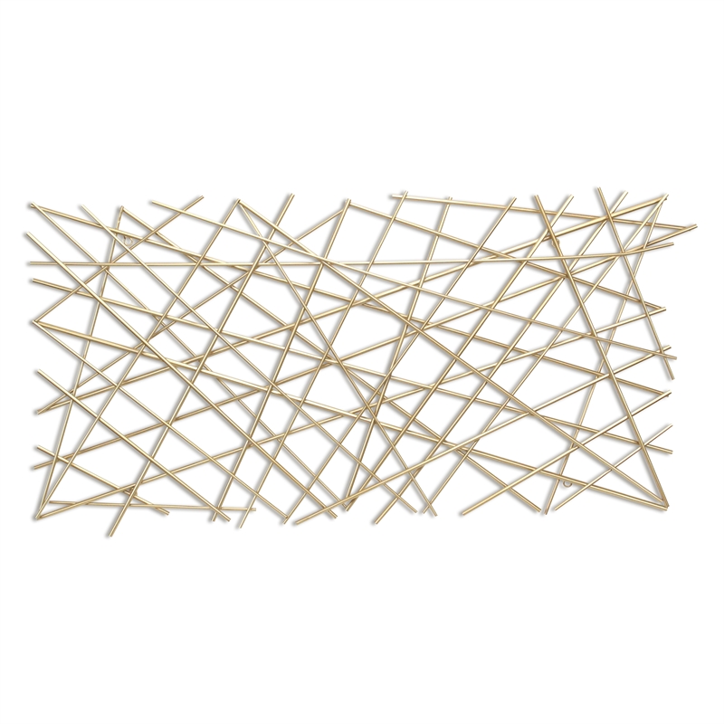 Polaris Rectangle Linear Metal Abstract Wall Art - Gold