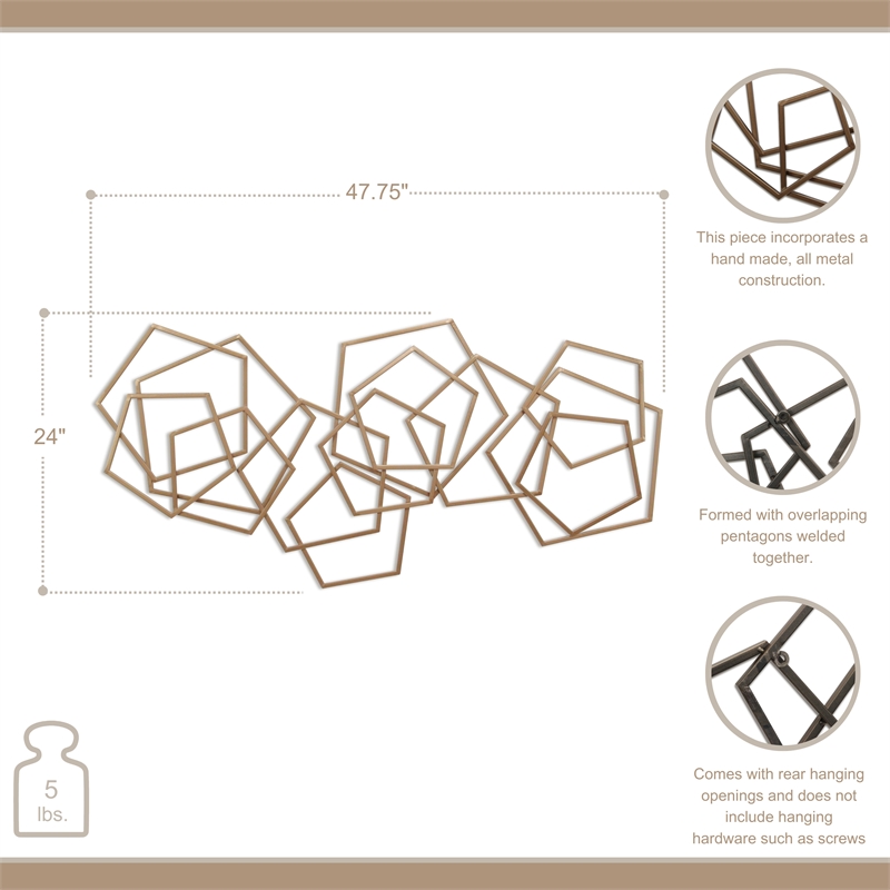 Astraga Multi Pentagon Metal Wall Art - Bronze