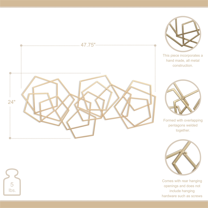 Astraga Multi Pentagon Metal Wall Art - Gold