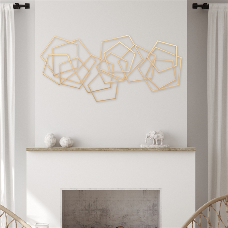 Astraga Multi Pentagon Metal Wall Art - Gold