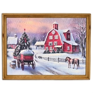 Eirlys 21&quot Christmas Scene Metal and Wood Framed Wall Art