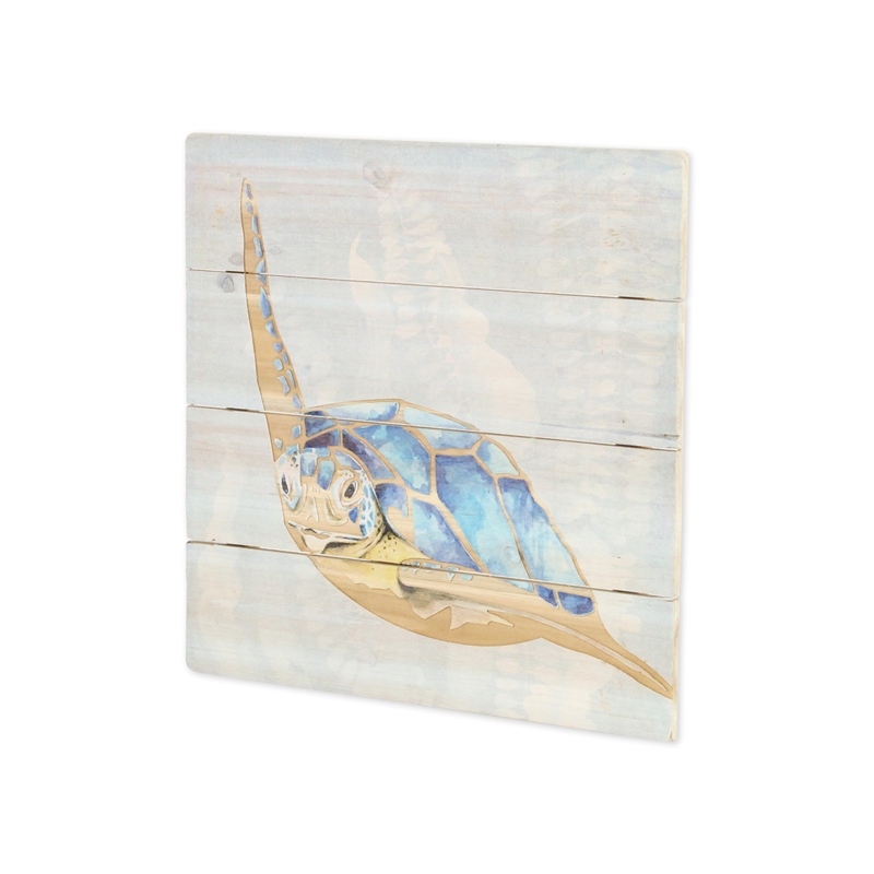Coralia Swimming Sea Turtle Wooden Wall Art