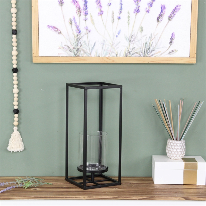 Pembertale Tall Square Black Metal Lantern - Large