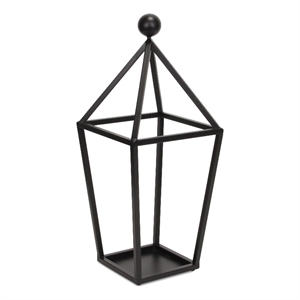 Novara Pyramid Top Metal Lantern - Black