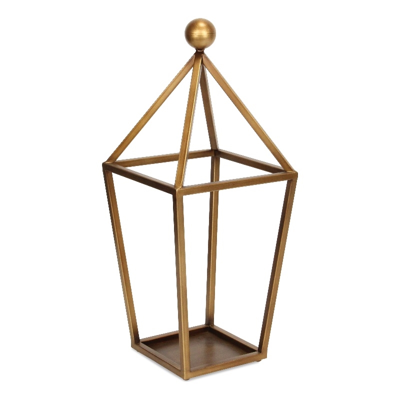 Novara Pyramid Top Metal Lantern - Gold