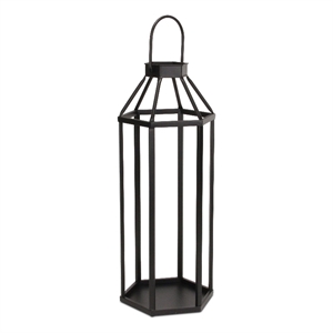 Novara Hexagon Metal Lantern - Black