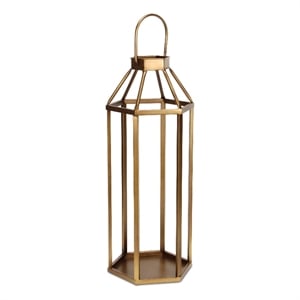 Novara Hexagon Metal Lantern - Gold