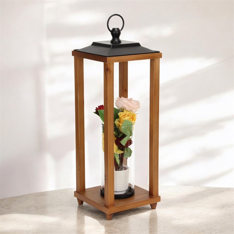 Vivora Wood & Metal Open Side Lantern - Small