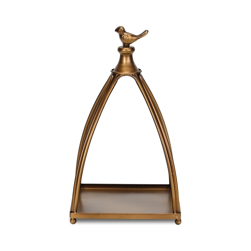 Veldra Curved Mini Table Lantern & Bird Accent - Bronze