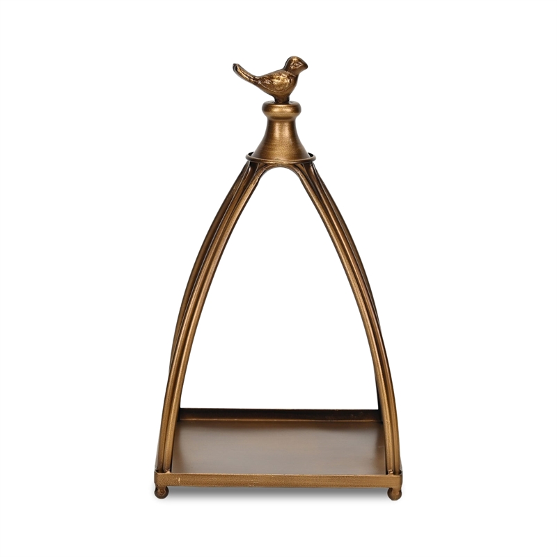 Veldra Curved Mini Table Lantern & Bird Accent - Bronze