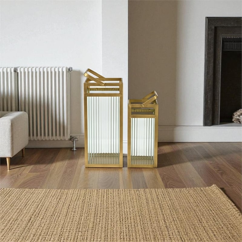 Drusilla Set of 2 Fluted Glass Lanterns - 16