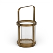 Vortial Fluted Glass Candle Lantern with Gold Metal Frame - Small