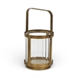 Vortial Fluted Glass Candle Lantern with Gold Metal Frame - Small
