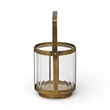 Vortial Fluted Glass Candle Lantern with Gold Metal Frame - Small