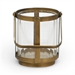 Vortial Fluted Glass Candle Lantern with Gold Metal Frame - Small