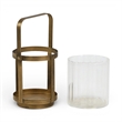 Vortial Fluted Glass Candle Lantern with Gold Metal Frame - Small