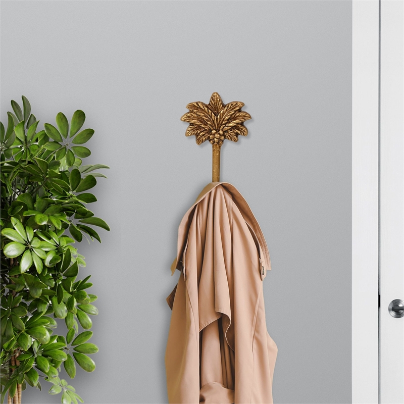 Theira Palm Tree Themed Gold Cast Iron Wall Hook