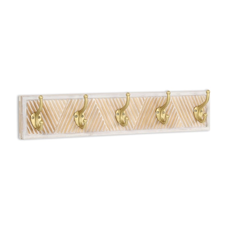 Zephyra Modern Cottage 5 Gold Hook Coat Rack