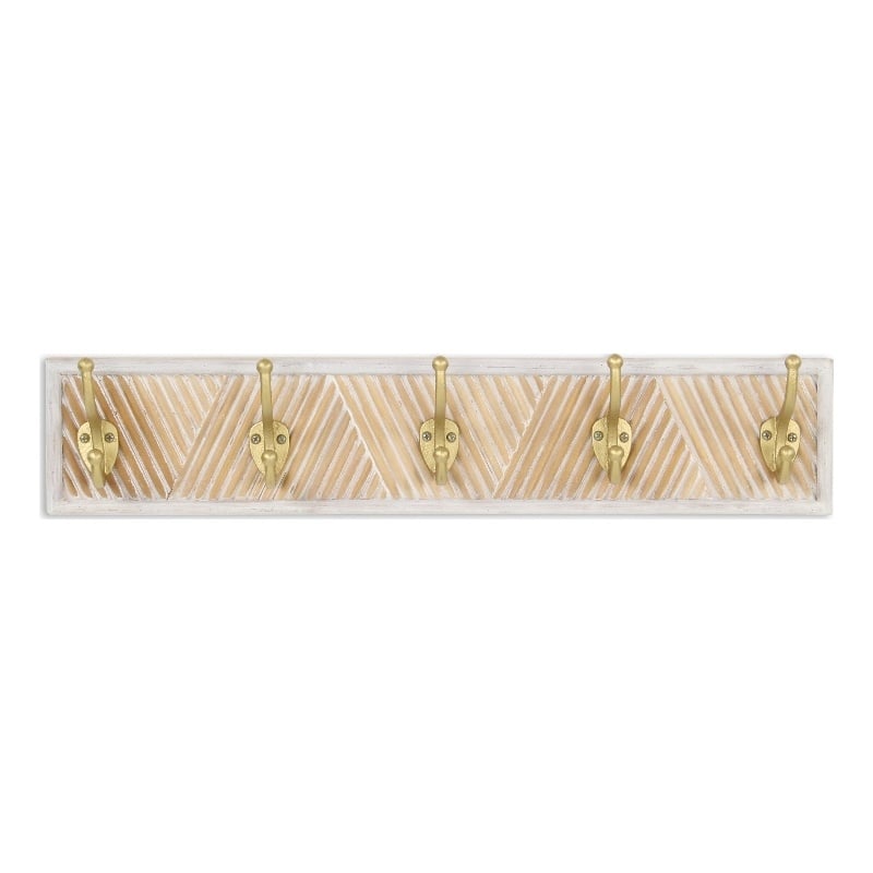 Zephyra Modern Cottage 5 Gold Hook Coat Rack