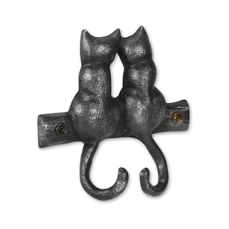 Pecara Cat Pairing Romantic Cast Iron Wall Hook - Black