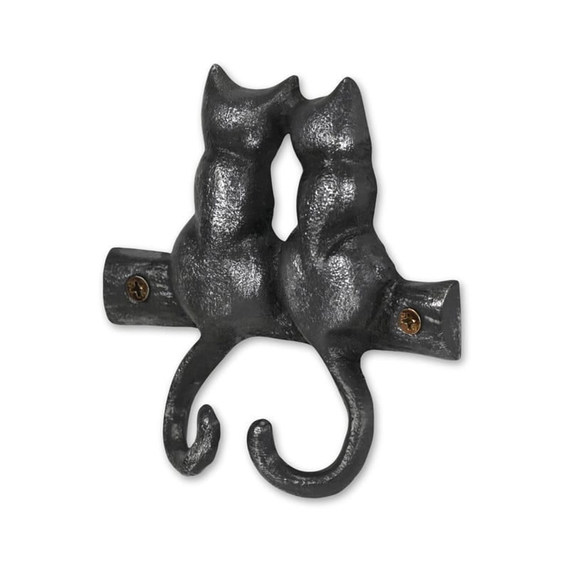 Pecara Cat Pairing Romantic Cast Iron Wall Hook - Black