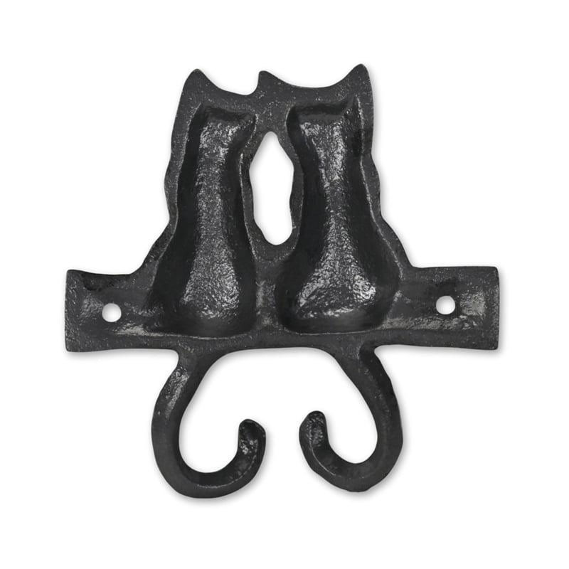 Pecara Cat Pairing Romantic Cast Iron Wall Hook - Black