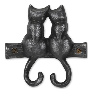 Pecara Cat Pairing Romantic Cast Iron Wall Hook - Black