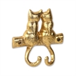 Pecara Cat Pairing Romantic Cast Iron Wall Hook - Gold